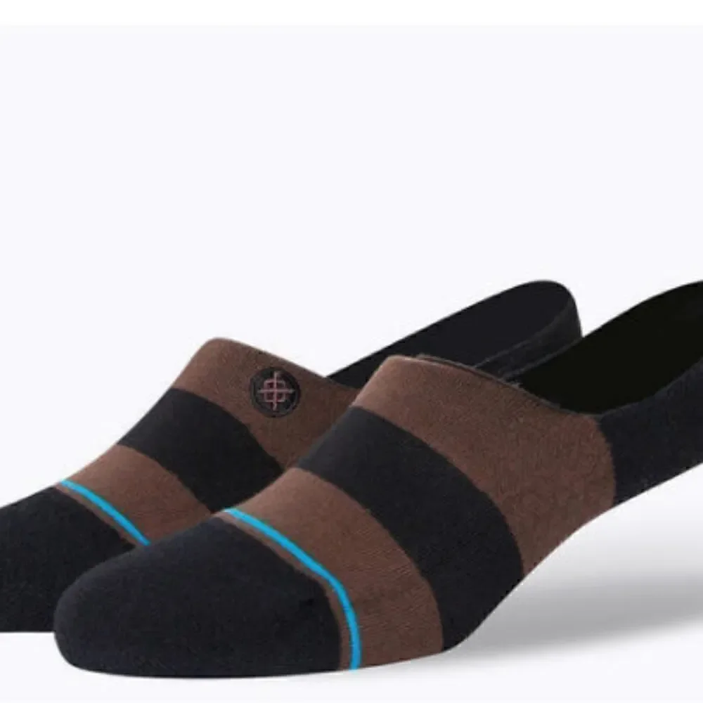Stance Draft No Show Socks Black Brown Logo Size Large L Infiknit Casual New